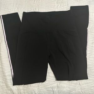 LEG3ND Black Leggings with Pink Stripes